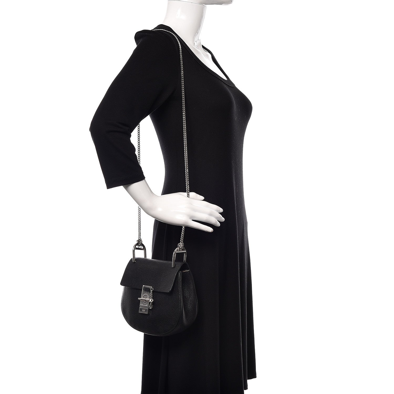 Chloe Grained Lambskin Mini Drew Shoulder Bag Black 2 of 10