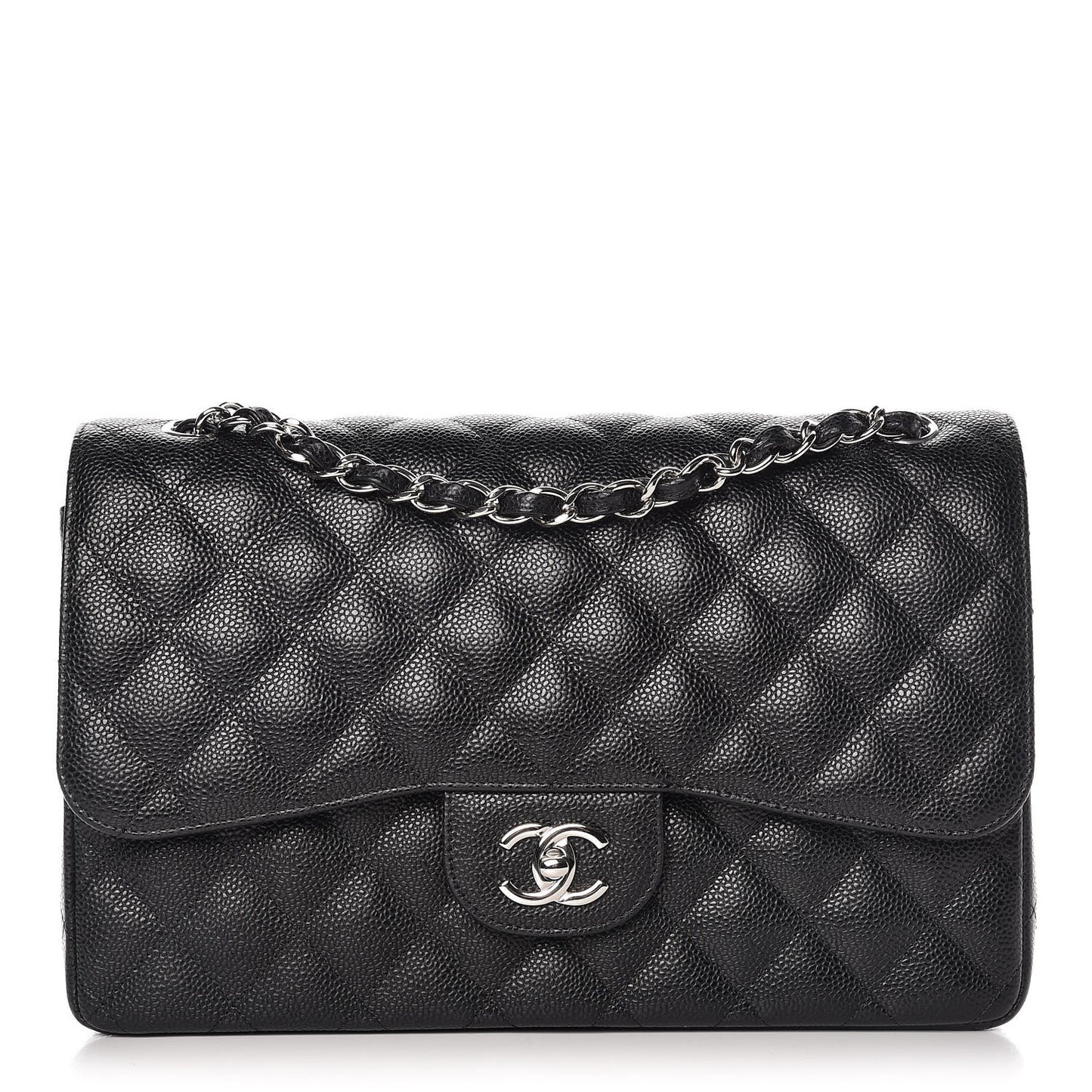 Caviar Quilted Jumbo Double Flap Black