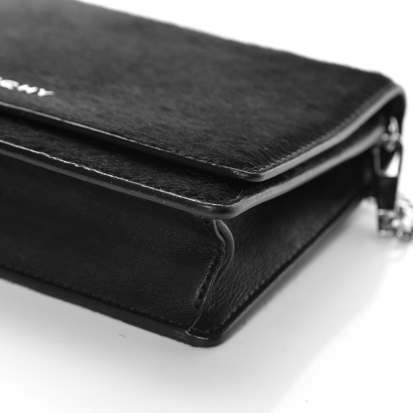 Calf Hair Calfskin Pandora Chain Wallet Black