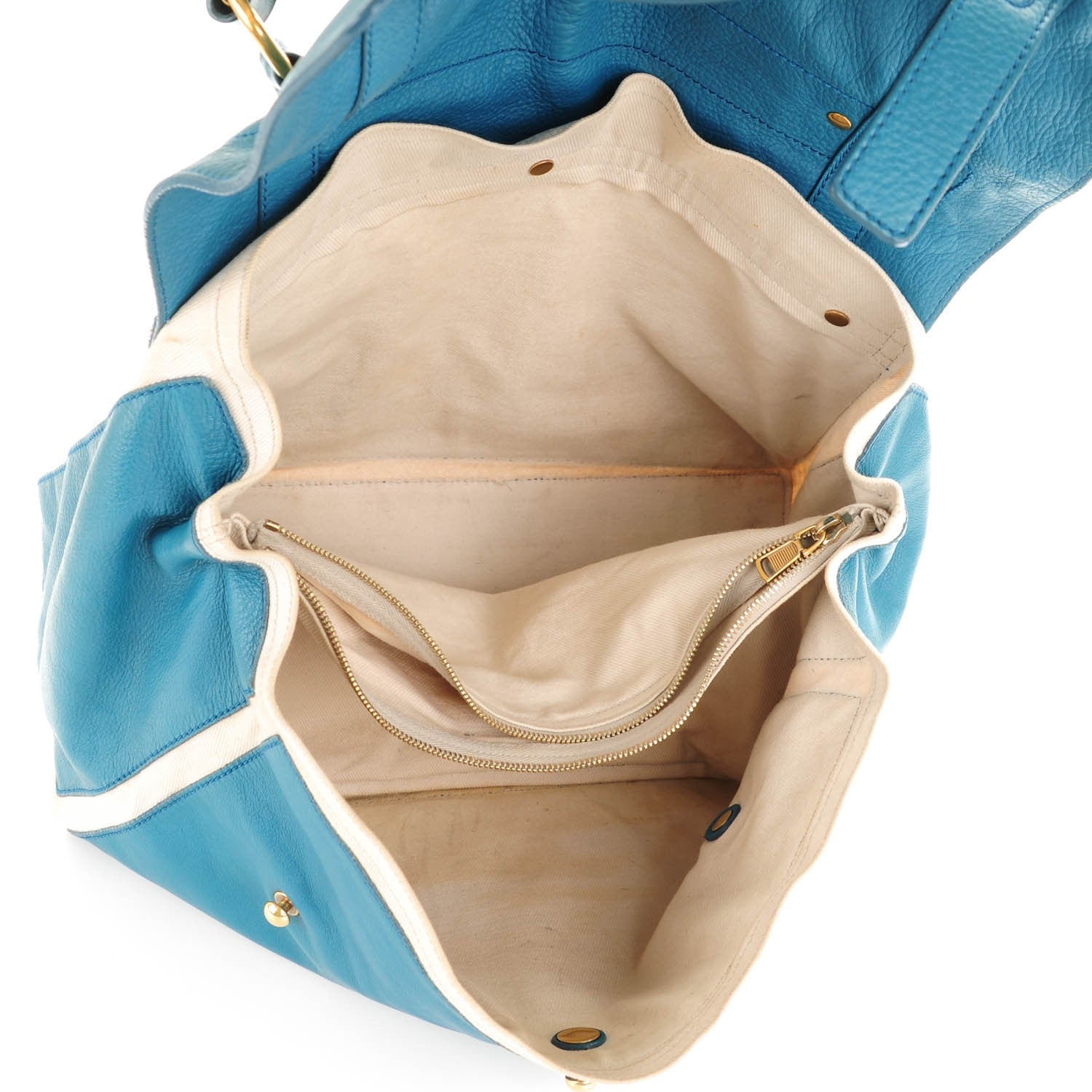 Saint Laurent Calfskin Canvas Medium Muse Two Turquoise 6 of 8