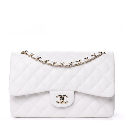 Chanel Caviar Quilted Jumbo Double Flap White 1 of 10
