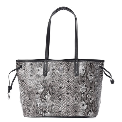 MCM Visetos Snakeskin Embossed Medium Shopper Tote Grey 1 of 16