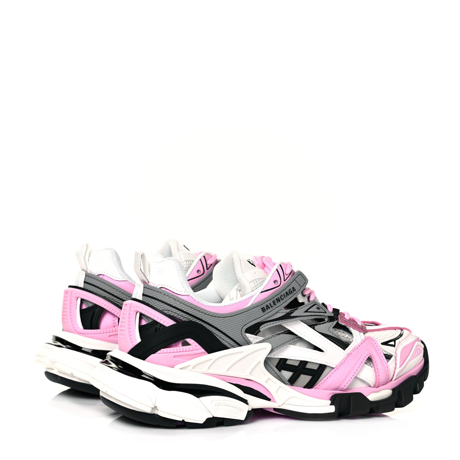 Balenciaga Rubber Mesh Tri-Color Womens Track.2 Open Sneakers 39 Pink Grey White 4 of 7