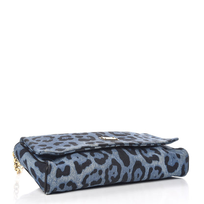 Dolce & Gabbana Denim Leopard Print Miss Martini Shoulder Bag Blue 4 of 14
