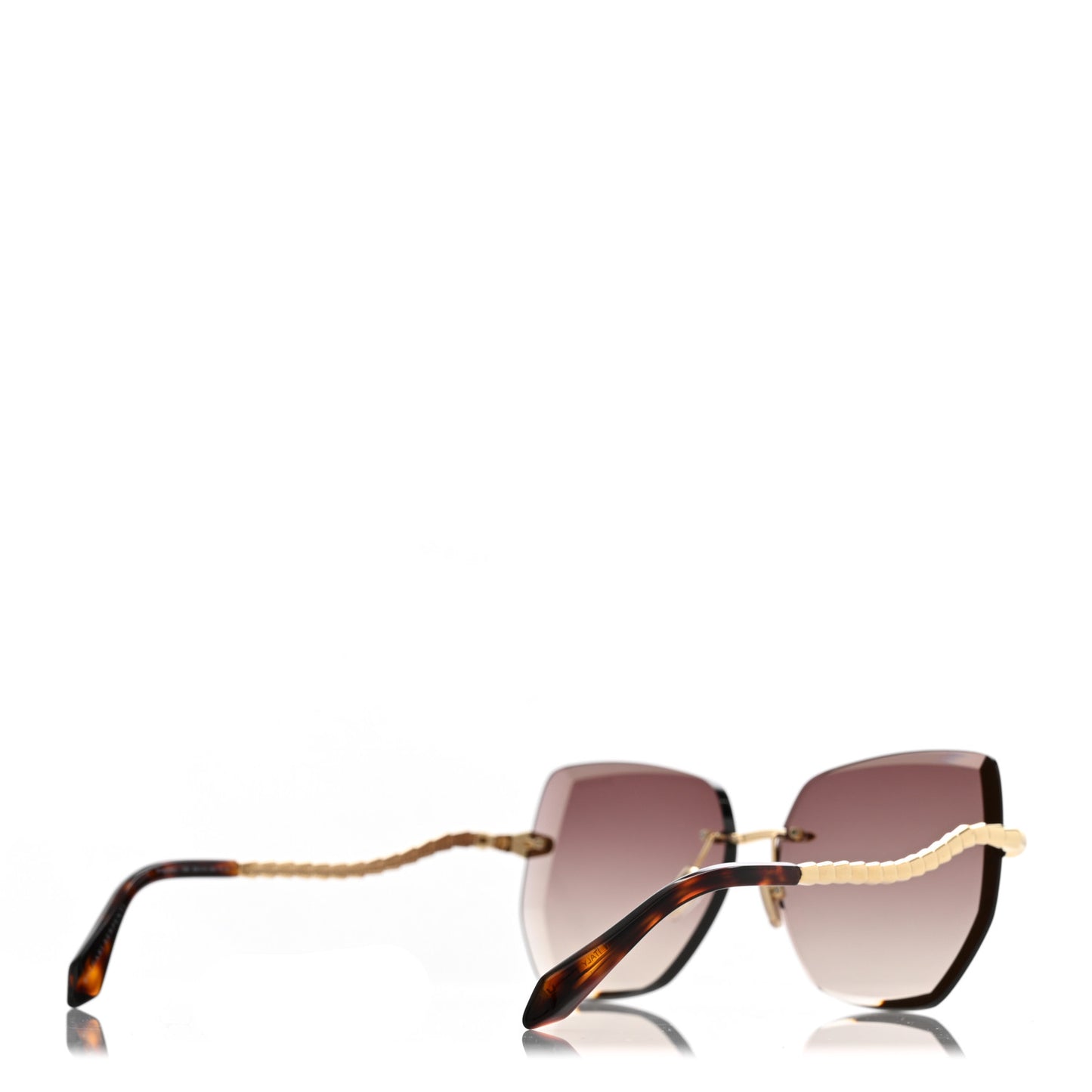 Metal Serpenti Viper Rectangular Sunglasses BV40045U Gold