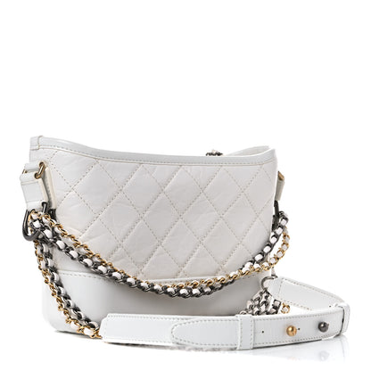 Chanel Aged Calfskin Quilted Small Gabrielle Hobo White 3 of 11