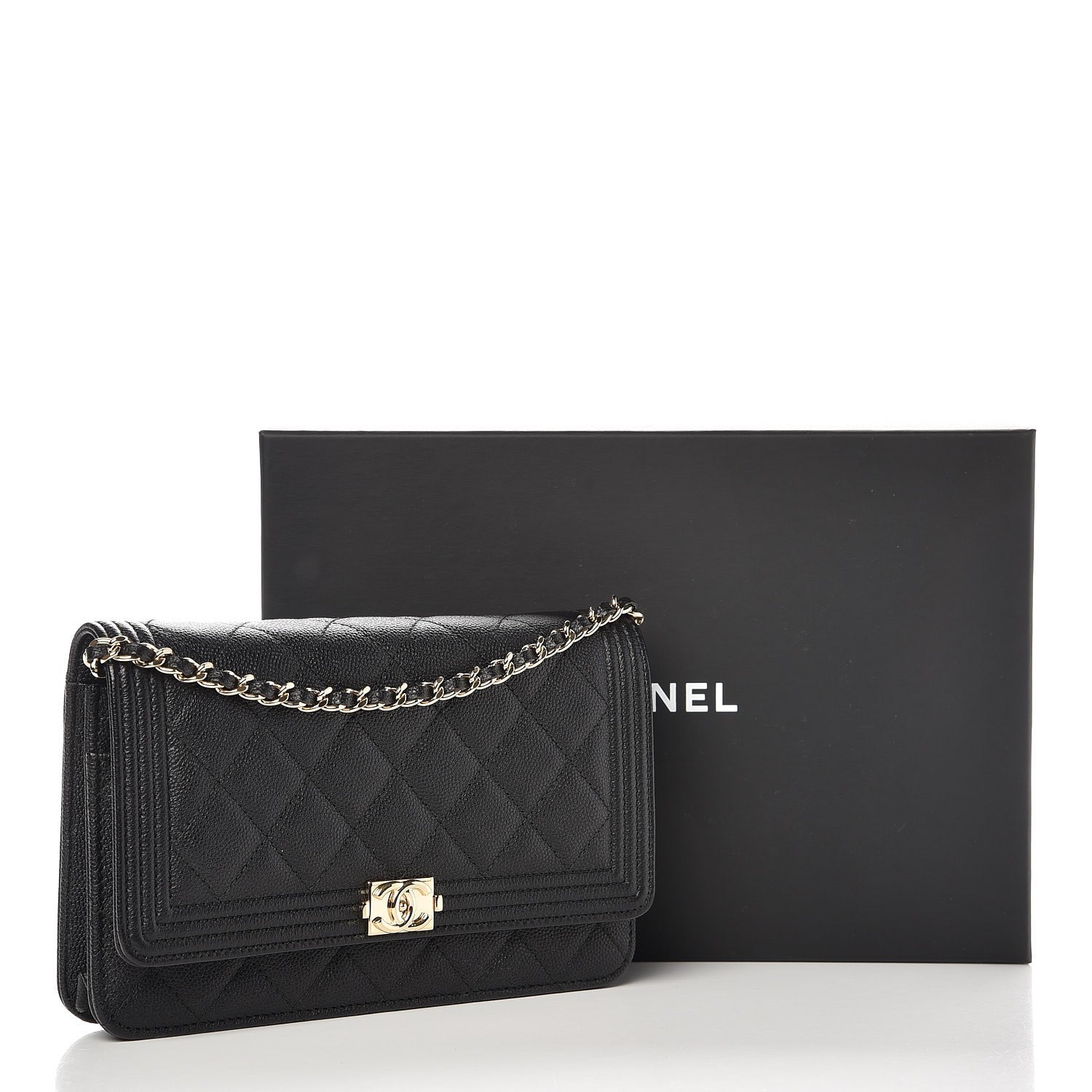 Chanel Caviar Quilted Boy Wallet On Chain WOC Black 9 of 9