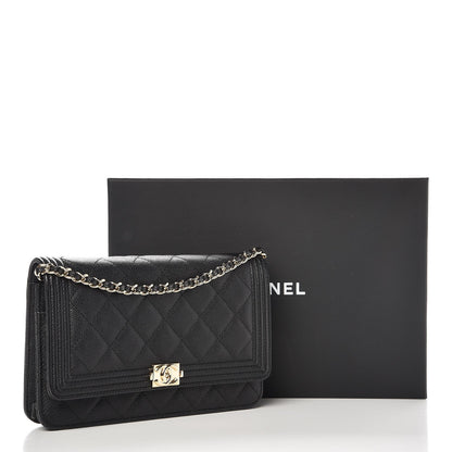Chanel Caviar Quilted Boy Wallet On Chain WOC Black 9 of 9
