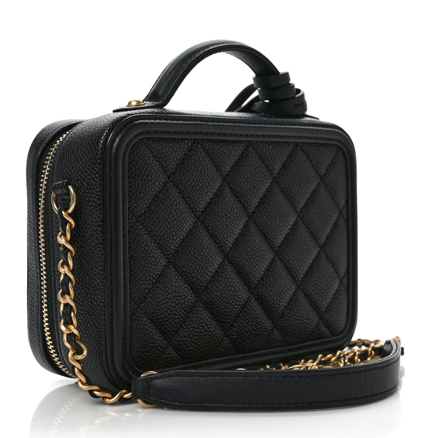 Caviar Quilted Small CC Filigree Vanity Case Black