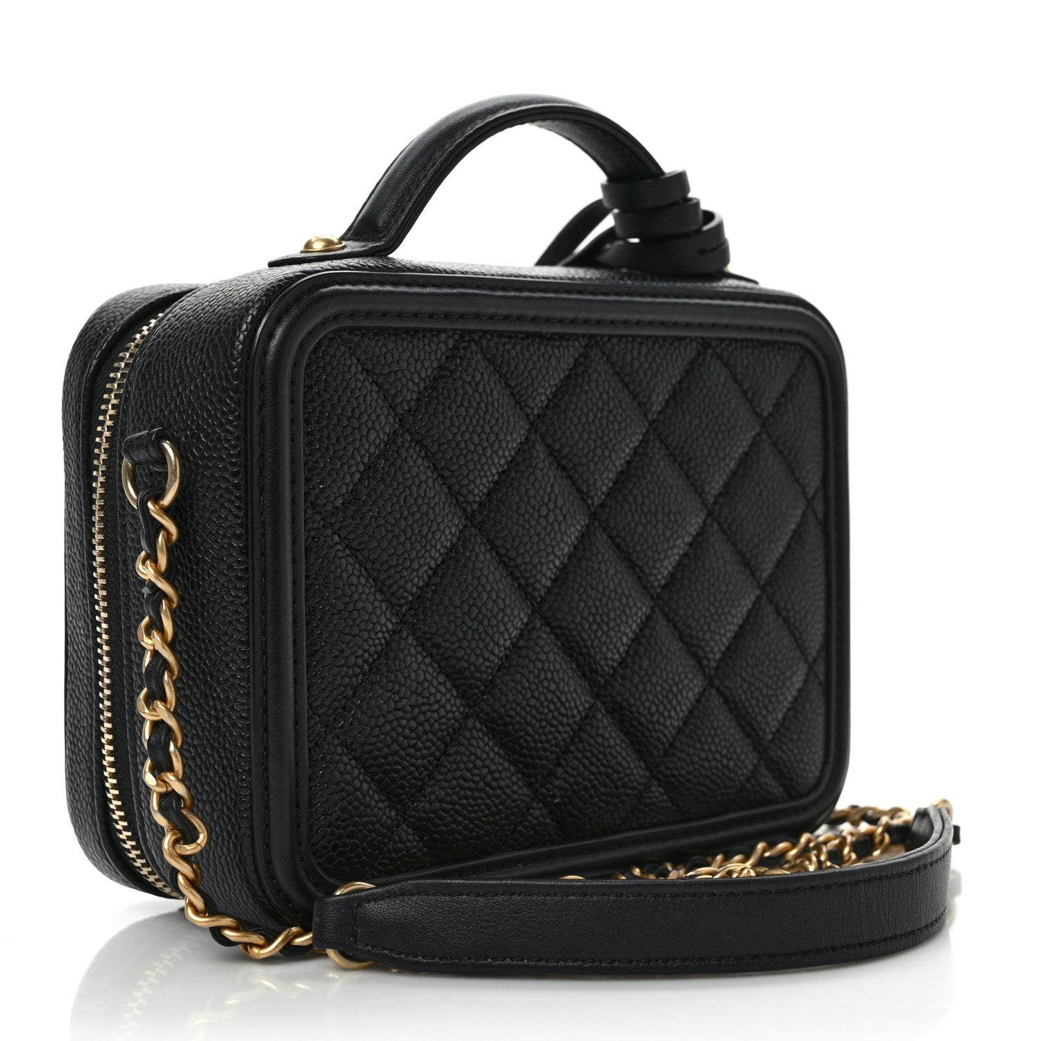 Chanel Caviar Quilted Small CC Filigree Vanity Case Black 3 of 11