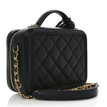 Chanel Caviar Quilted Small CC Filigree Vanity Case Black 3 of 11