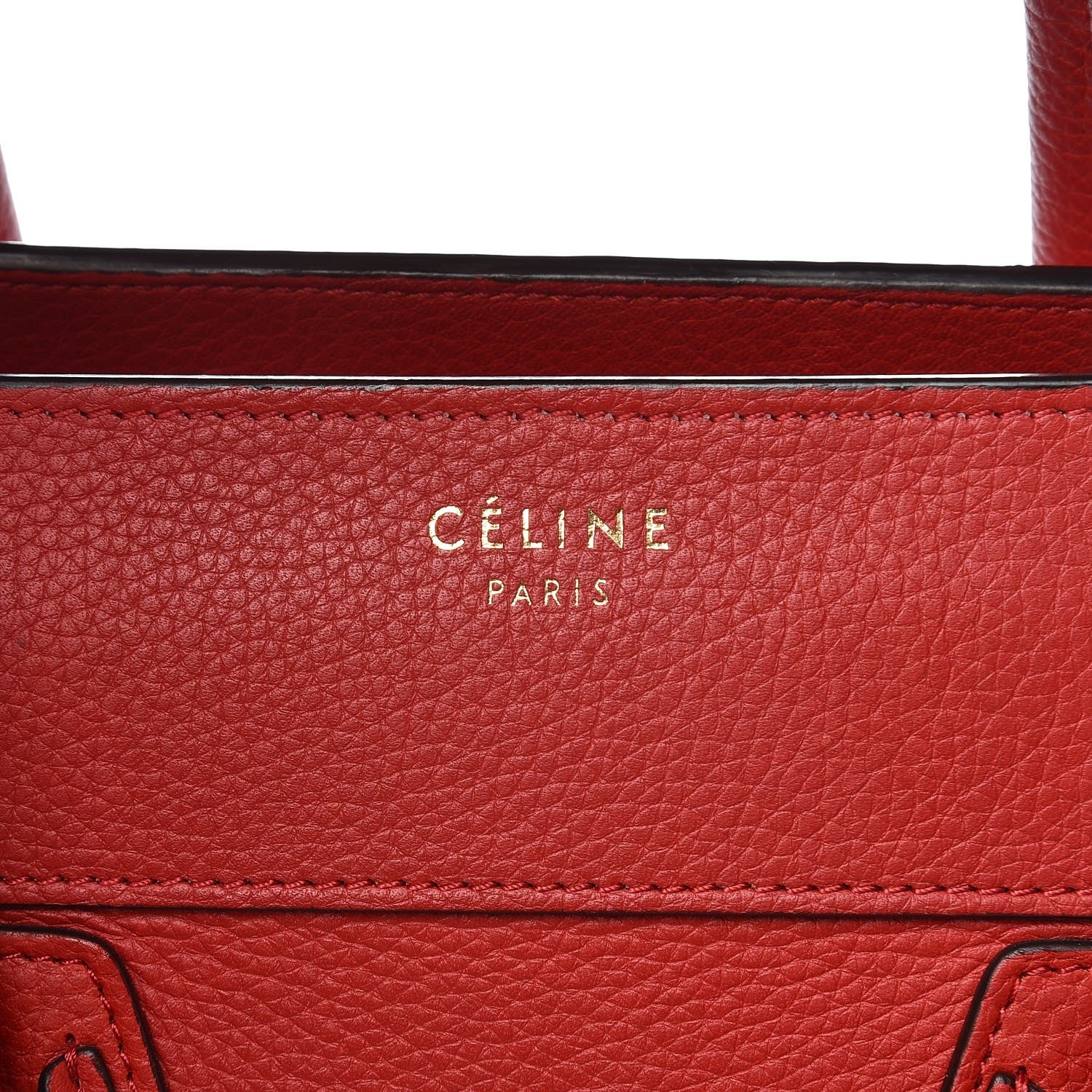 Celine Drummed Calfskin Mini Luggage Coquelicot 10 of 17
