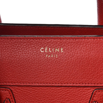 Celine Drummed Calfskin Mini Luggage Coquelicot 10 of 17