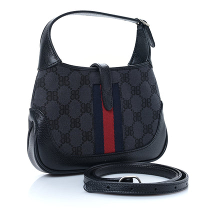 Gucci X BB Supreme Monogram Calfskin Web Mini Jackie 1961 Hobo Black 3 of 8