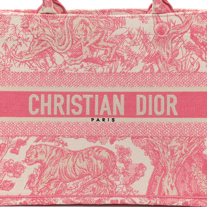 Christian Dior Canvas Embroidered Medium Dioriviera Toile De Jouy Book Tote Peony Pink 8 of 10