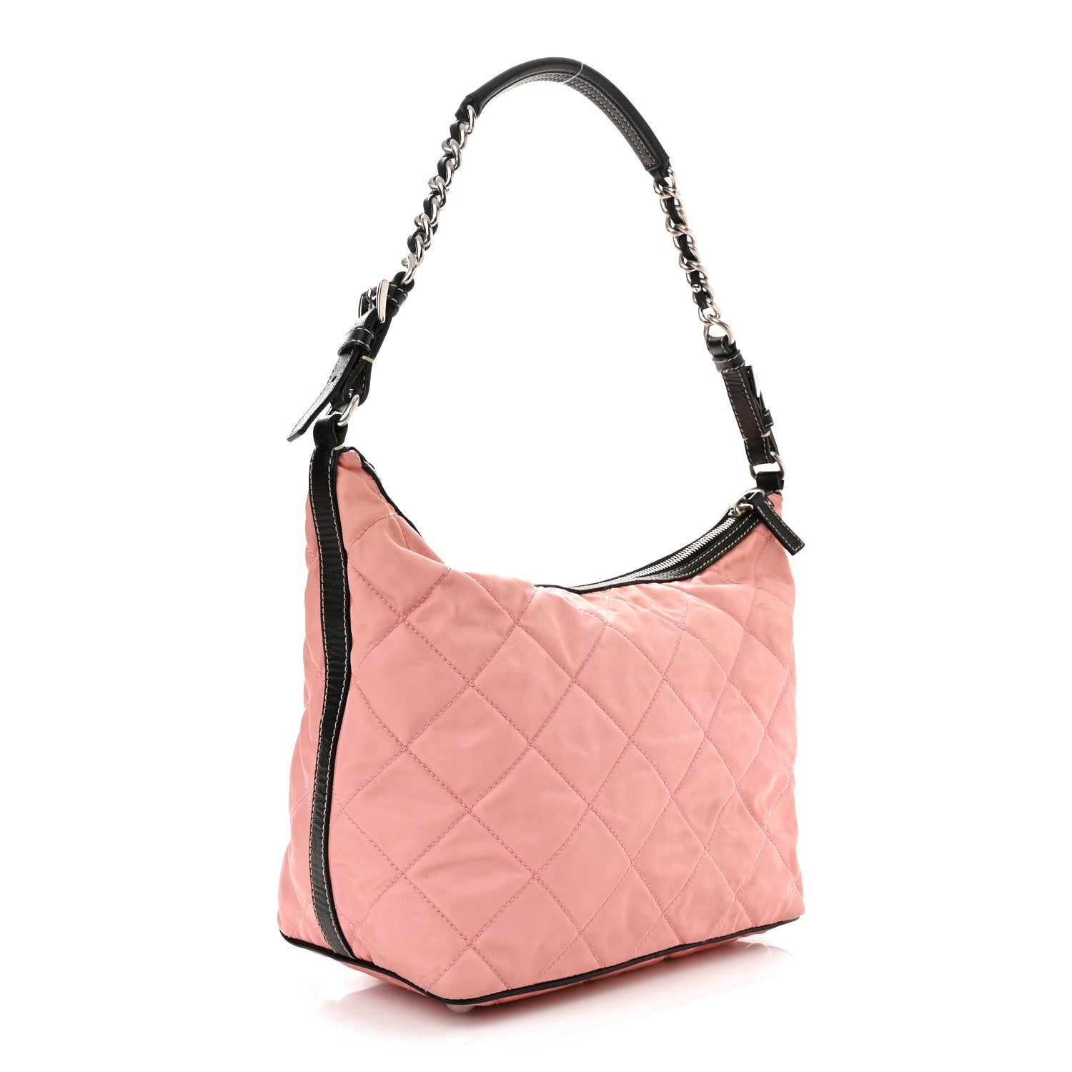 Prada Tessuto Nylon Impuntutato Quilted Shoulder Bag Rosa Black 3 of 11