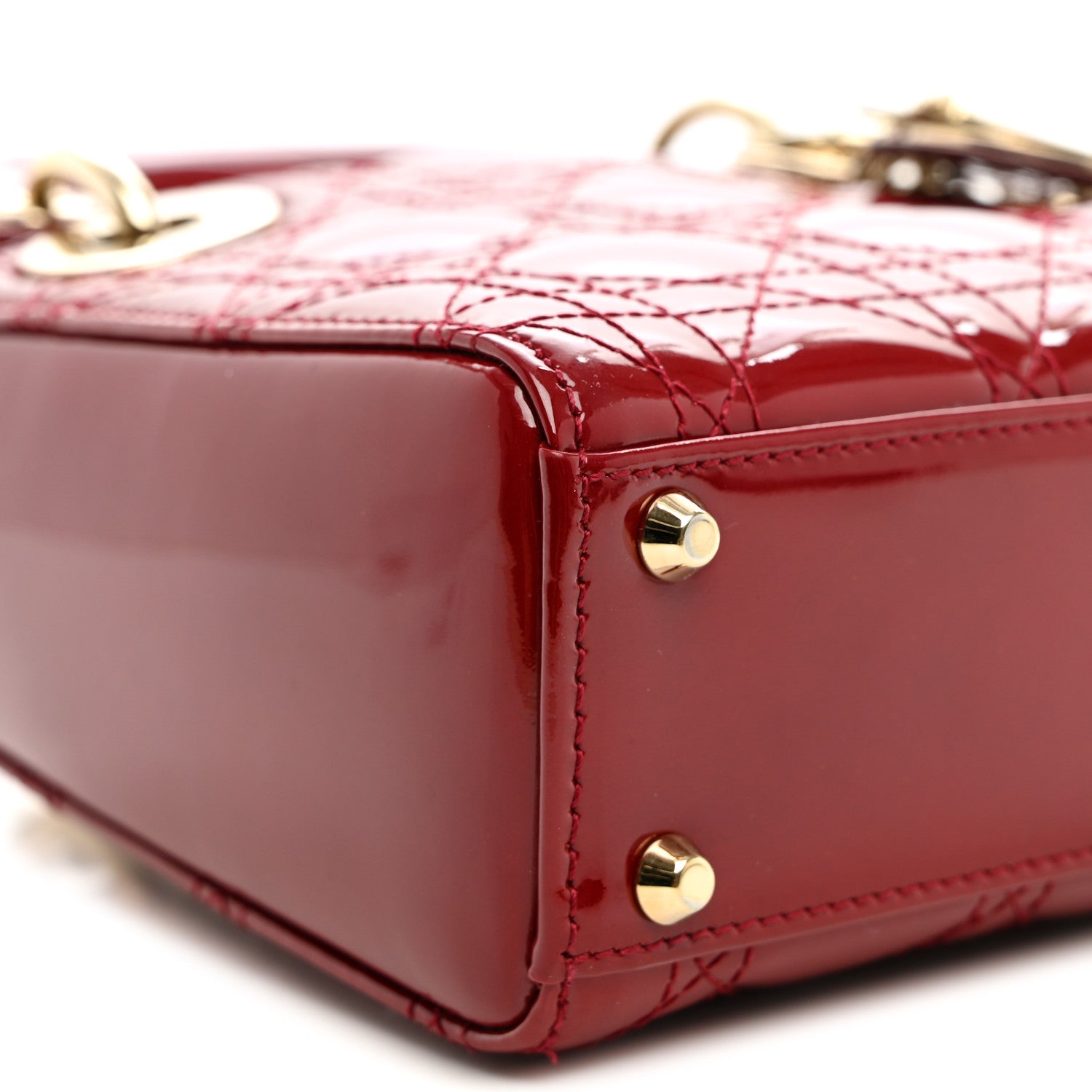 Christian Dior Patent Cannage Mini Lady Dior Red 7 of 8