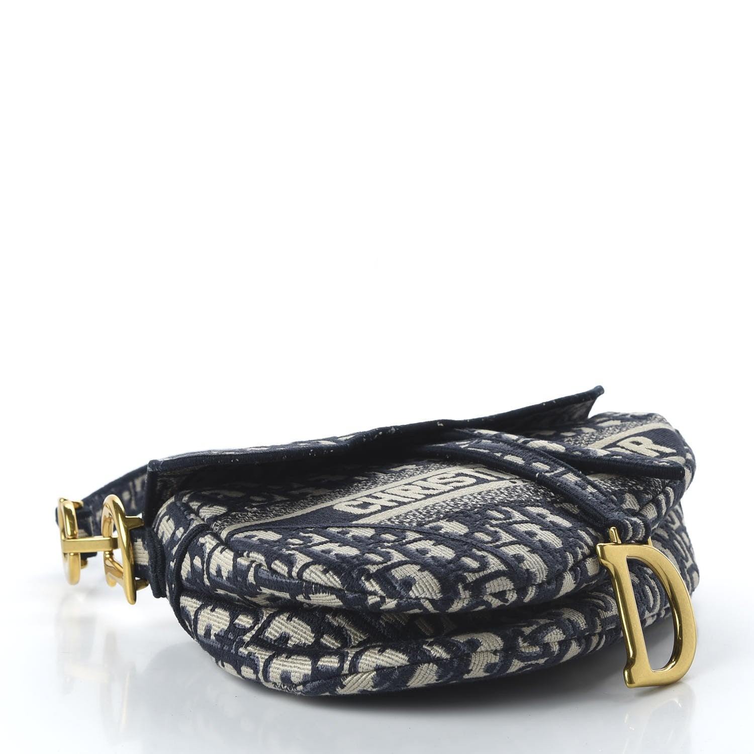 Christian Dior Oblique Embroidered Saddle Bag Blue 4 of 9
