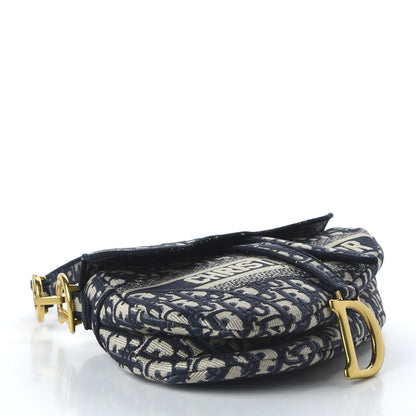 Christian Dior Oblique Embroidered Saddle Bag Blue 4 of 9