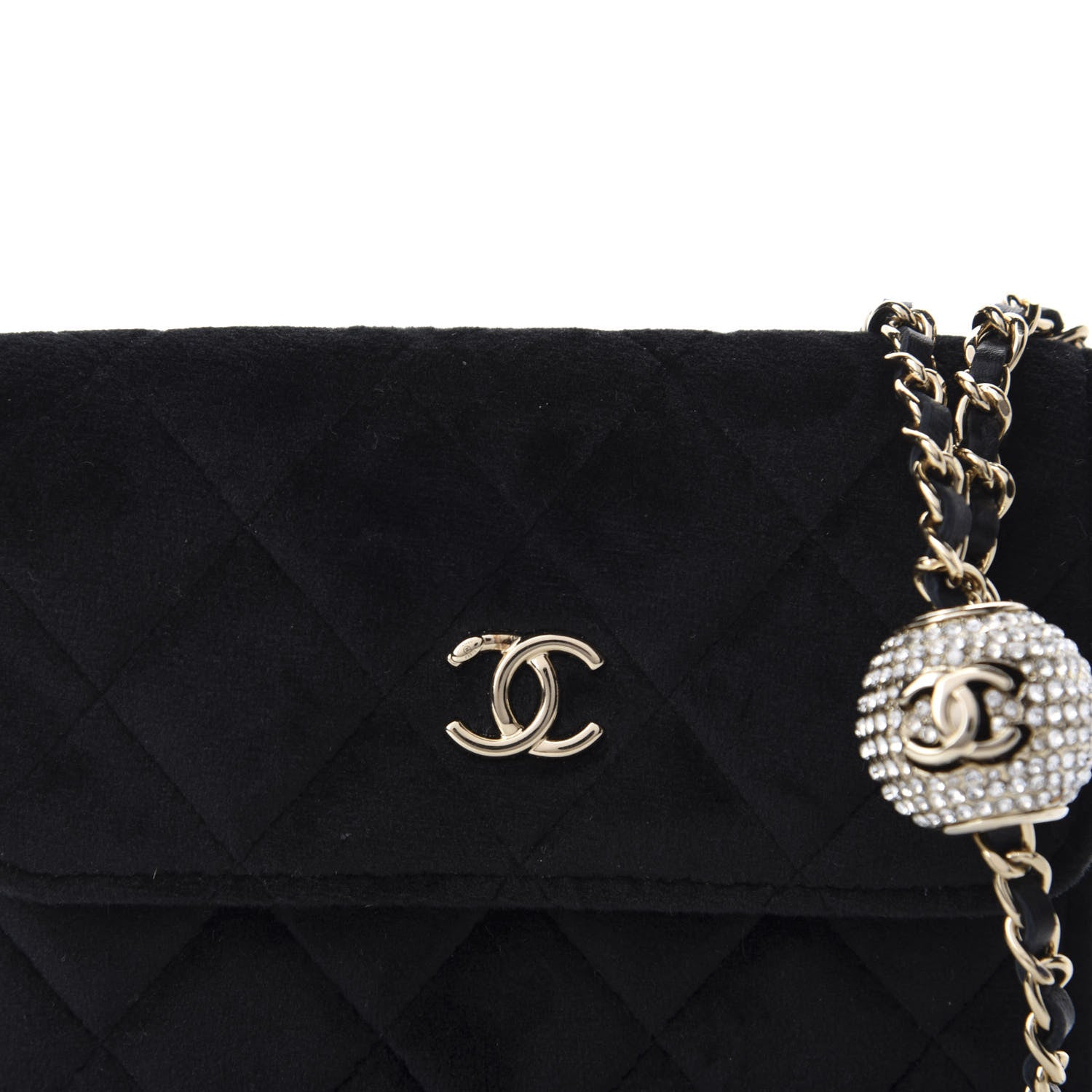 Chanel Velvet Quilted Pearl Crush Clutch With Chain Black 11 of 12