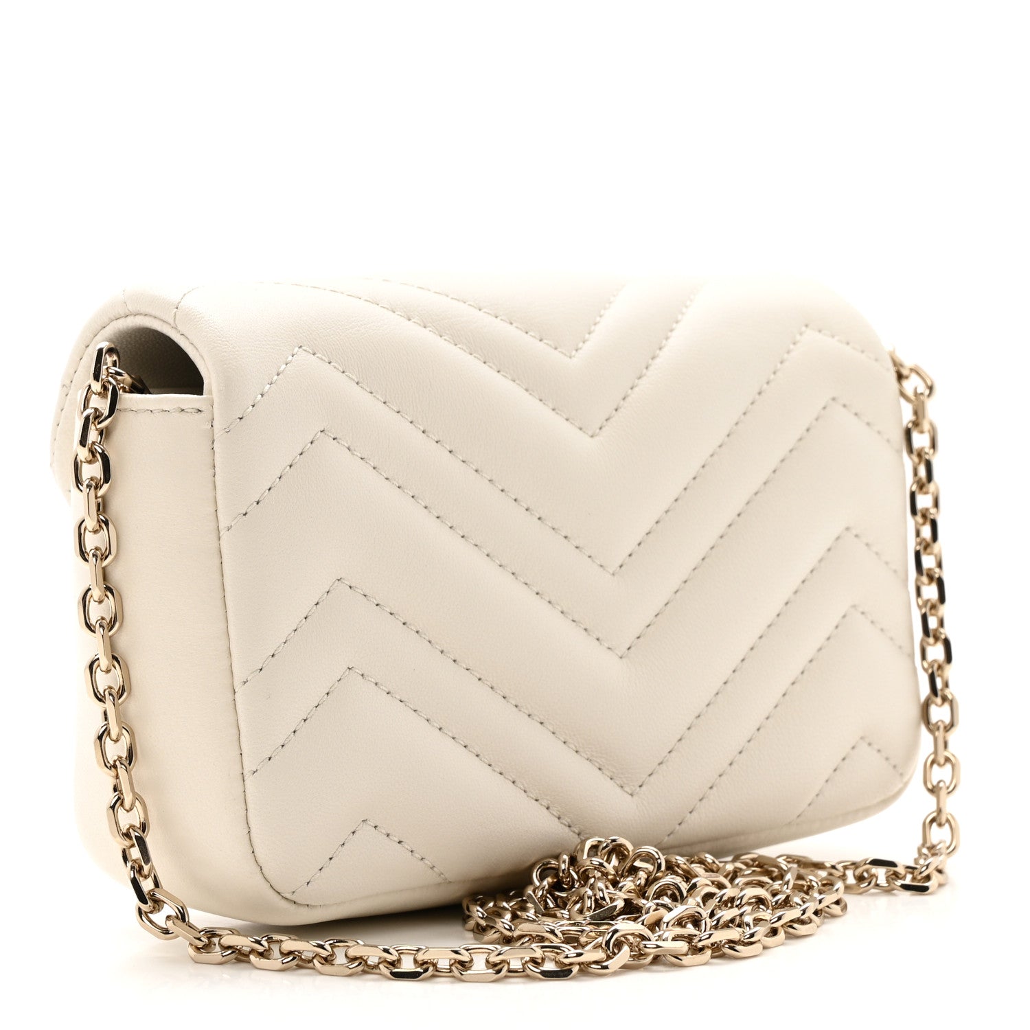 Gucci Lambskin Matelasse Mini GG Marmont Shoulder Bag White 3 of 9