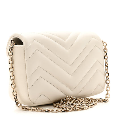 Gucci Lambskin Matelasse Mini GG Marmont Shoulder Bag White 3 of 9