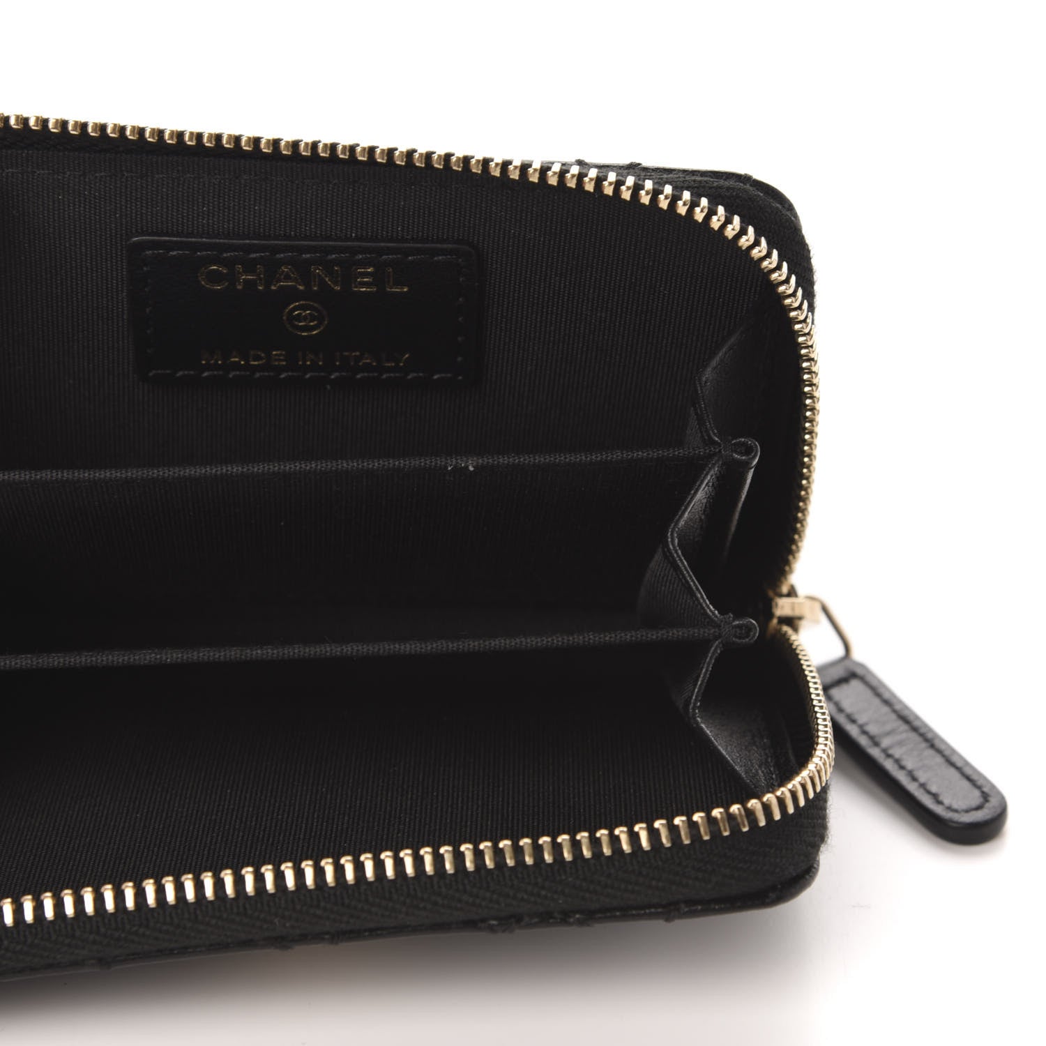 Chanel Lambskin Camellia Embossed Zip Coin Purse Black 5 of 8