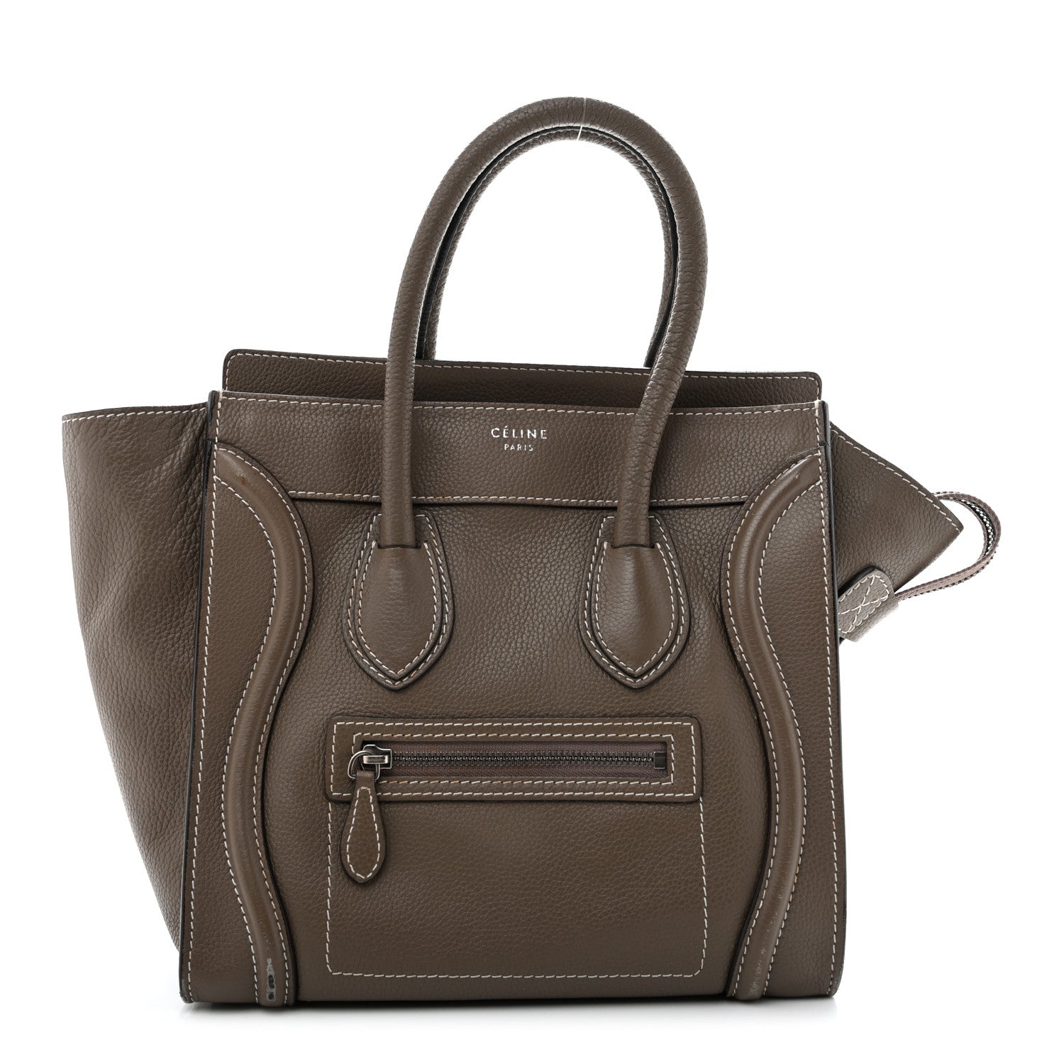 Celine Drummed Calfskin Micro Luggage Souris Souris 1 of 11