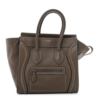 Celine Drummed Calfskin Micro Luggage Souris Souris 1 of 11