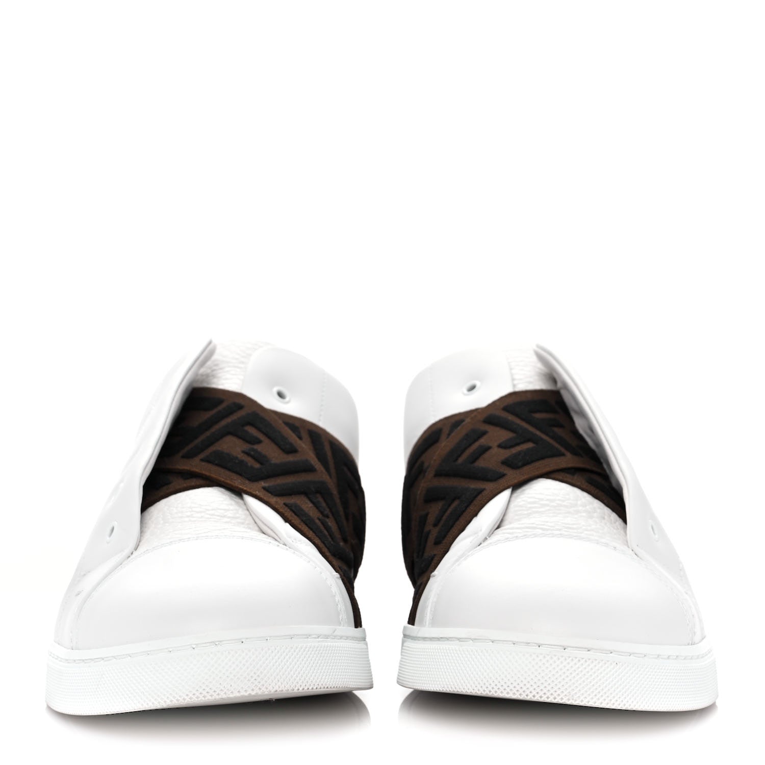 Fendi Calfskin FF Mens Slip On Sneakers 9 White Maya Black 2 of 9