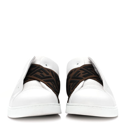 Fendi Calfskin FF Mens Slip On Sneakers 9 White Maya Black 2 of 9