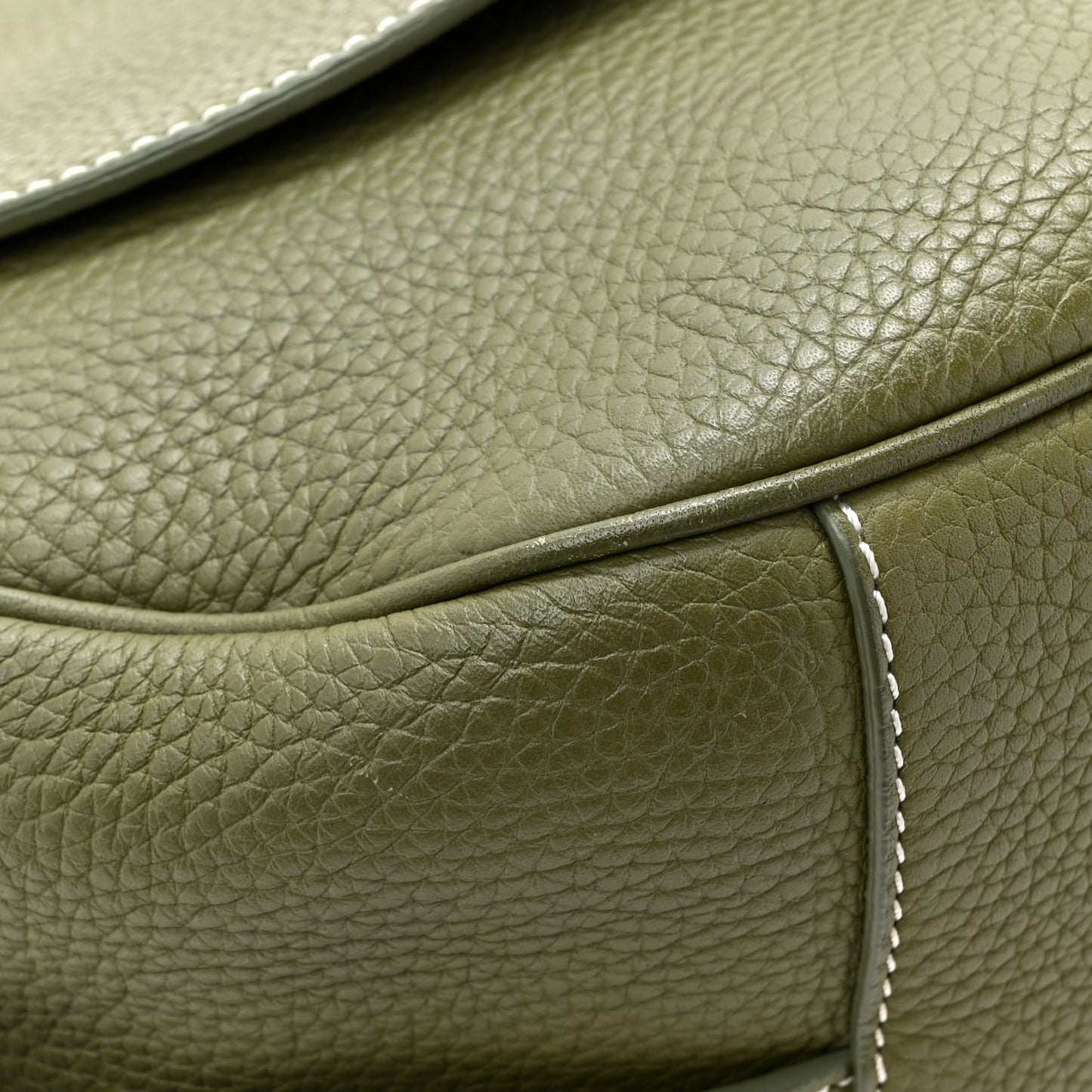 Grained Calfskin Mini Soft Saddle Bag Olive