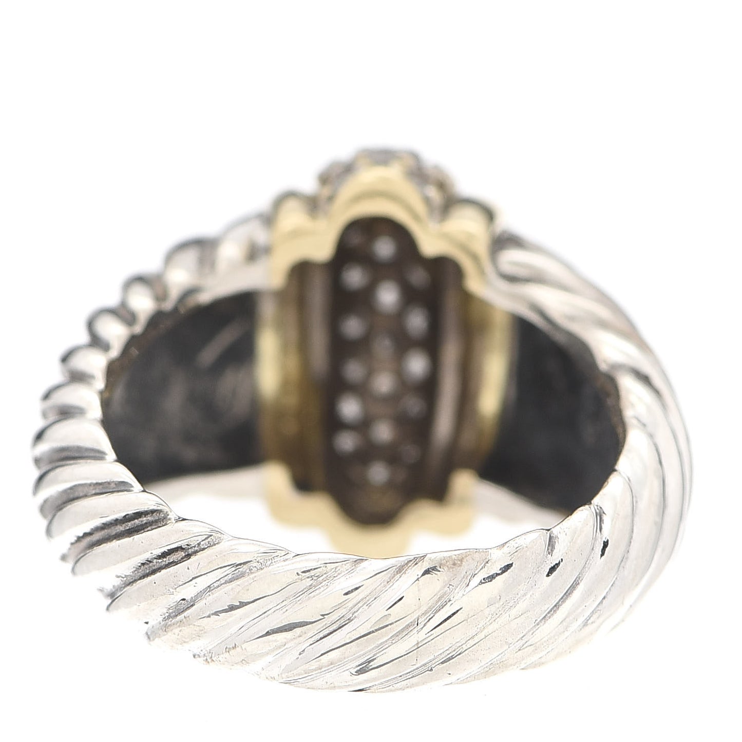 Sterling Silver 18K Yellow Gold Diamond Cable Ring 50 5.25