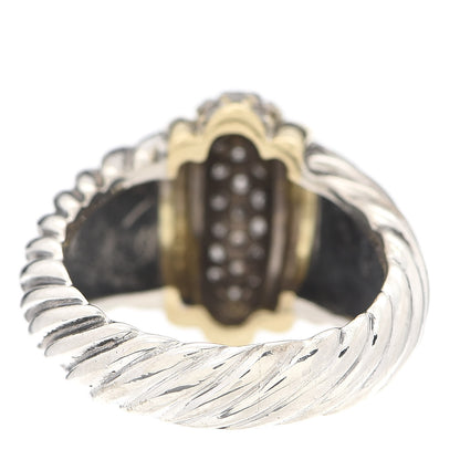 David Yurman Sterling Silver 18K Yellow Gold Diamond Cable Ring 50 5.25 4 of 5