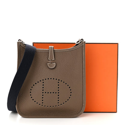 Hermes Taurillon Clemence Amazone Evelyne TPM Etoupe Bleu Indigo 11 of 11