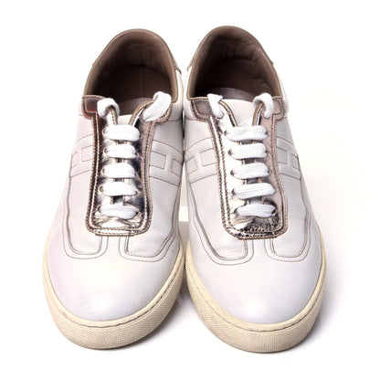 Hermes Swift Nappa Quicker Sneakers 38 Blanc Or Rose 5 of 10