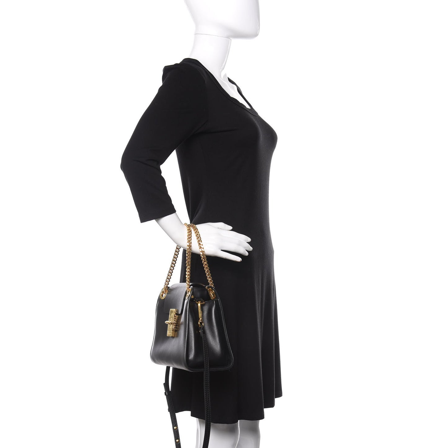 Shiny Calfskin Mini Annie Shoulder Bag Black