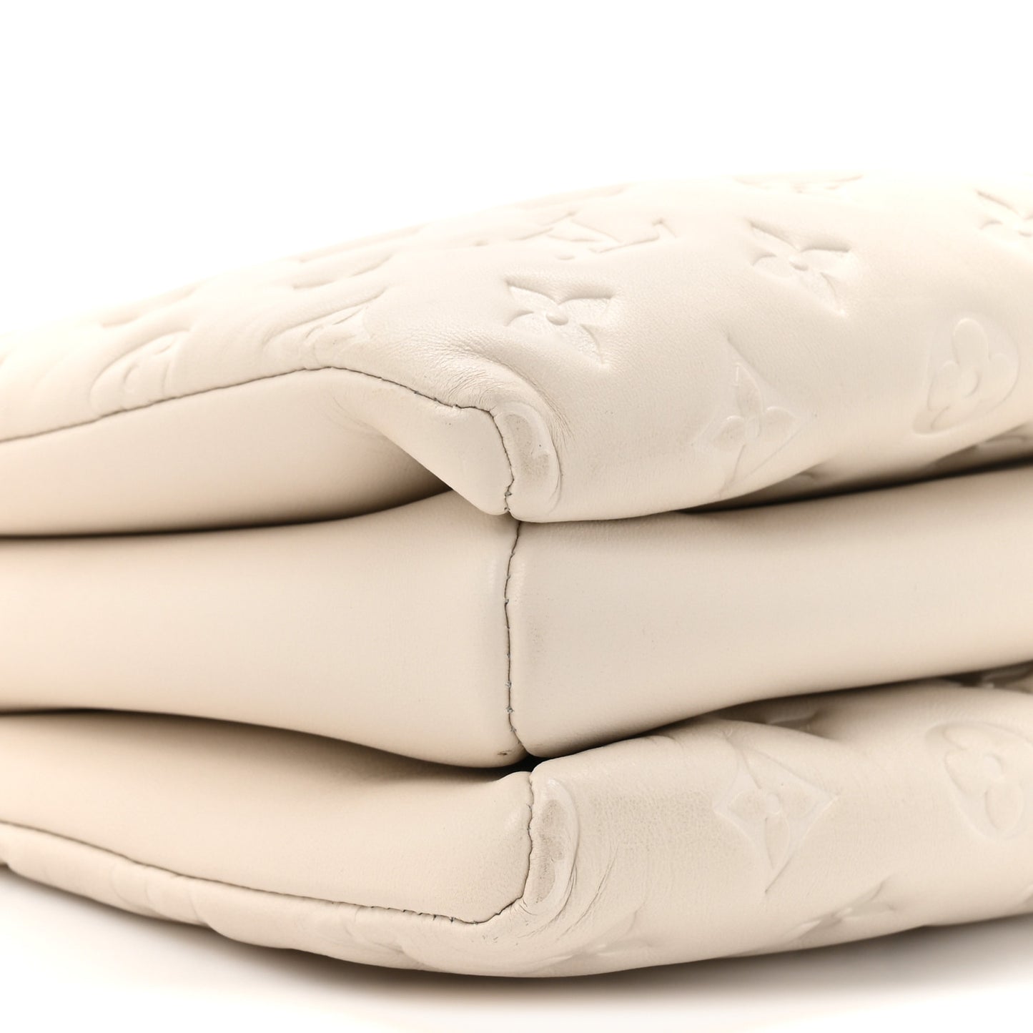 Lambskin Embossed Monogram Coussin PM Beige Cream