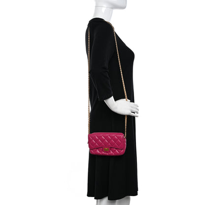 Chanel Aged Calfskin Quilted 2.55 Reissue Phone Holder With Chain Fuchsia 2 of 13