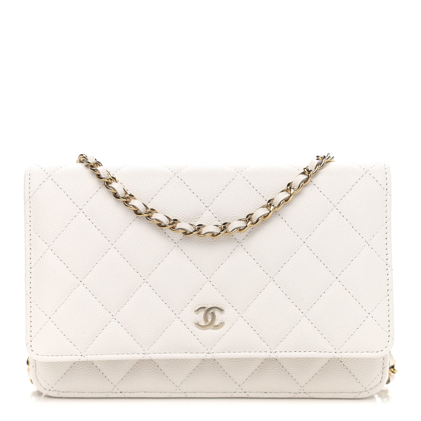 Caviar Quilted Wallet On Chain WOC White