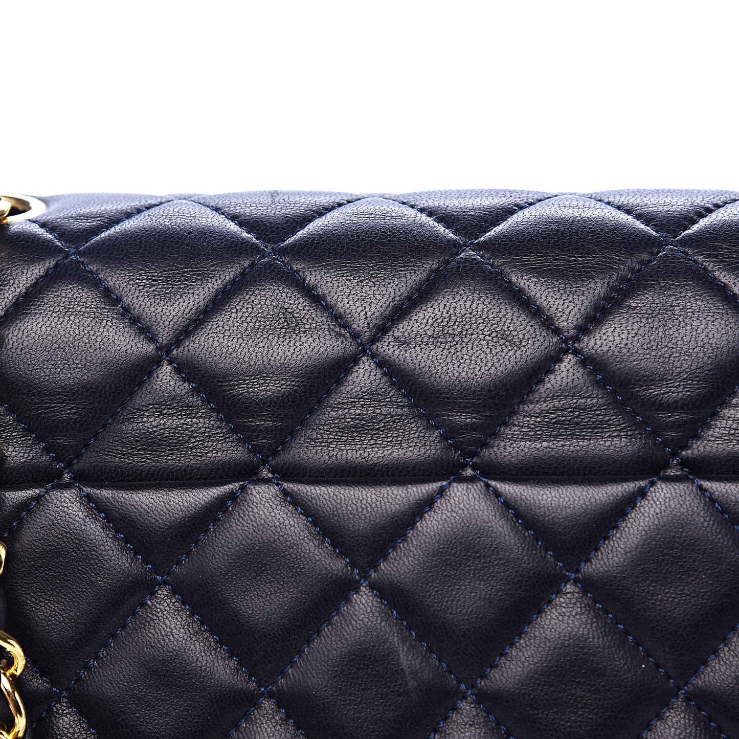 Lambskin Quilted Medium Single Flap Navy Blue