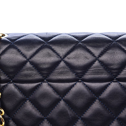 Chanel Lambskin Quilted Medium Single Flap Navy Blue 13 of 16