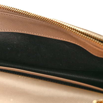 Saint Laurent Grain De Poudre Matelasse Chevron Monogram Envelope Chain Wallet Dark Beige 10 of 11
