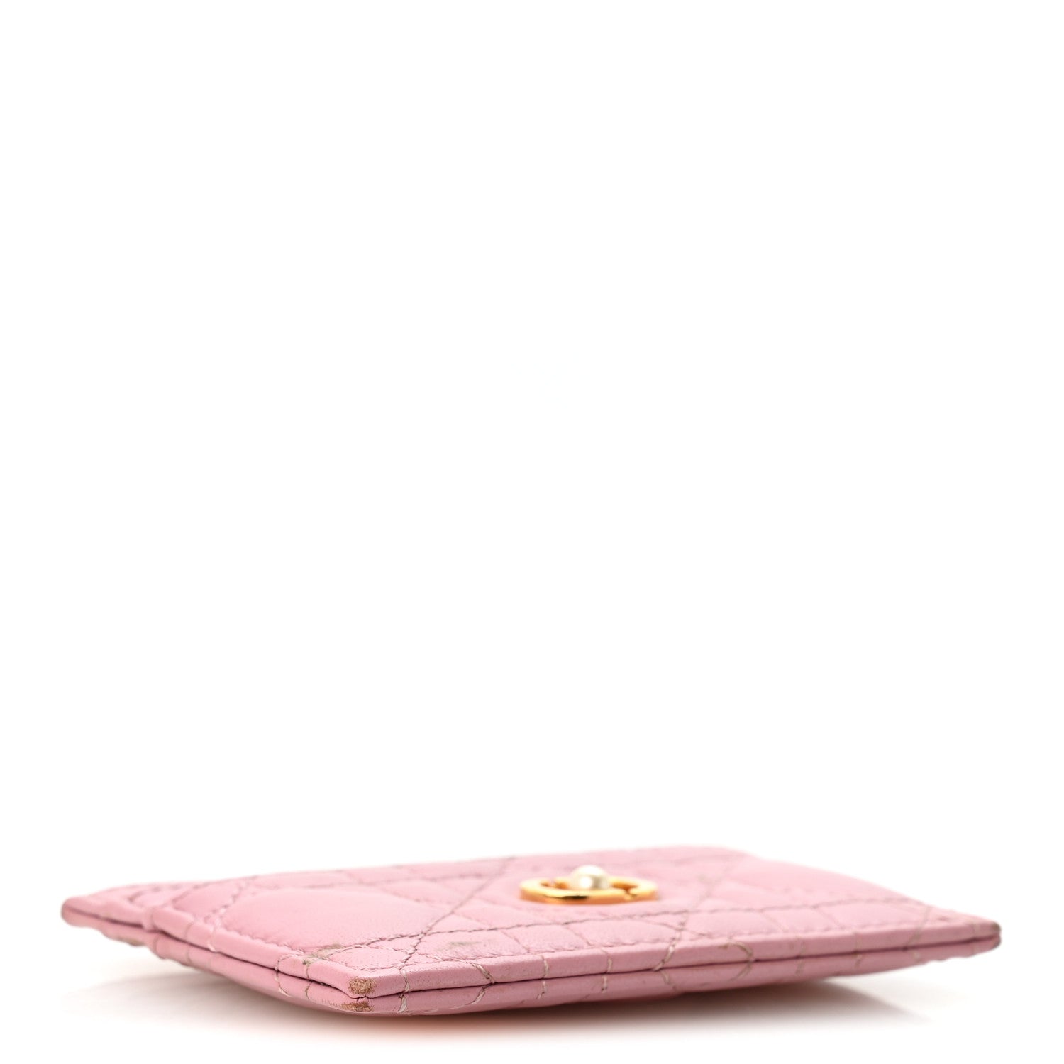 Christian Dior Lambskin Pearl Cannage Dior Jolie Freesia Card Holder Pink 4 of 10