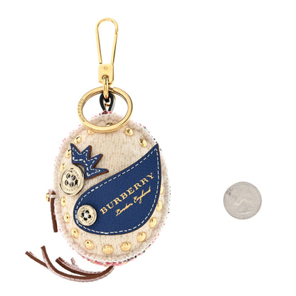 Burberry Calfskin Wool Cashmere Studded Mabel Derek The Bird Bag Charm Blush Pink Multicolor 2 of 3