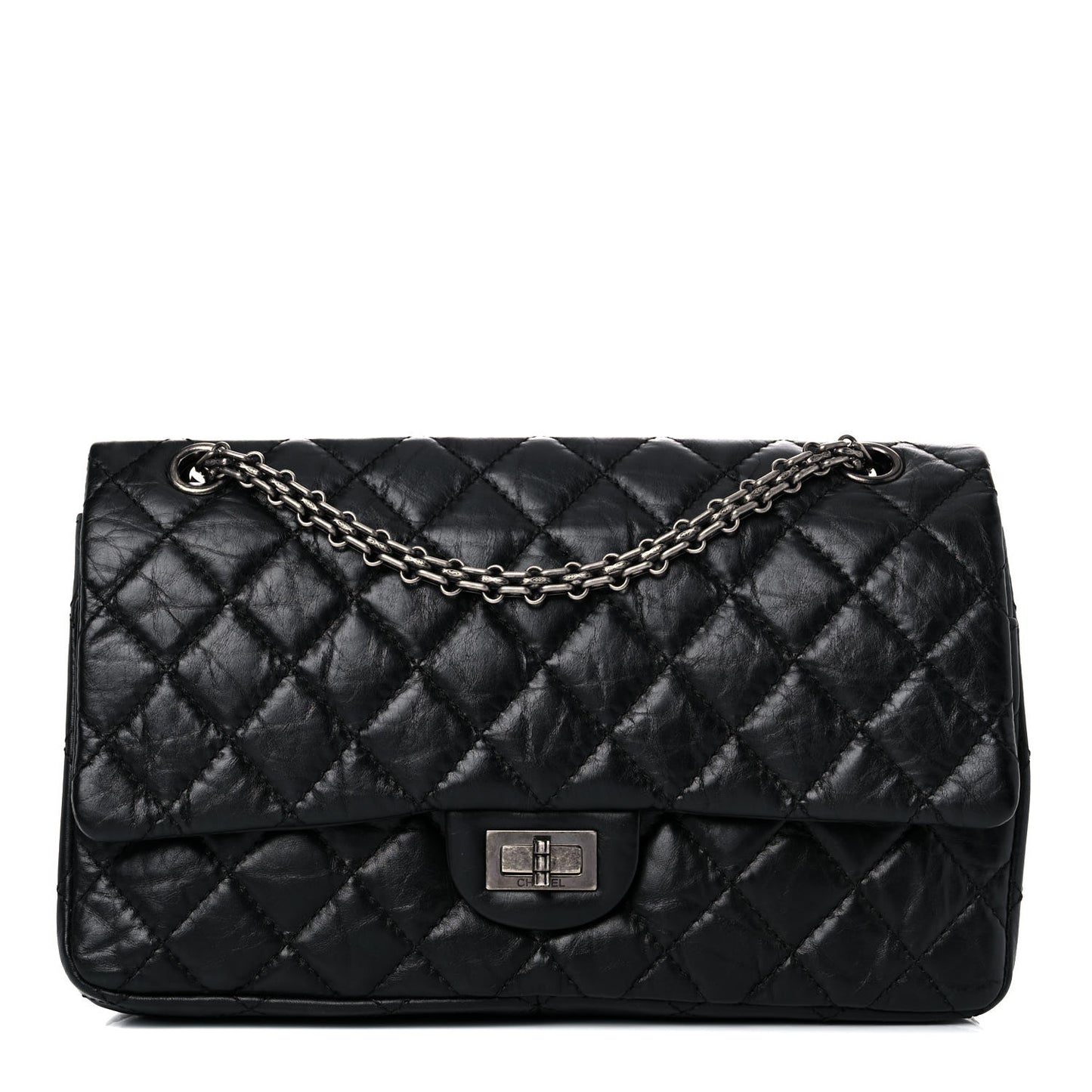 Aged Calfskin Quilted 2.55 Reissue 226 Flap Black