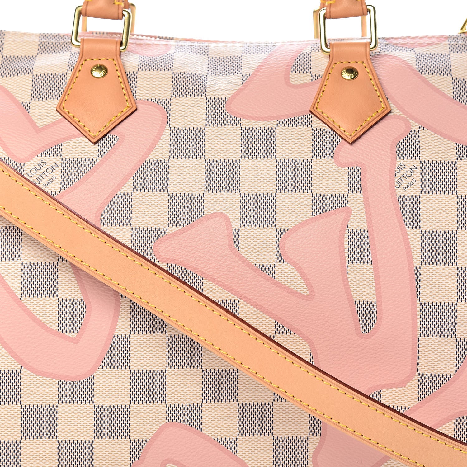Louis Vuitton Damier Azur Tahitienne Speedy Bandouliere 30 Rose Ballerine 10 of 10