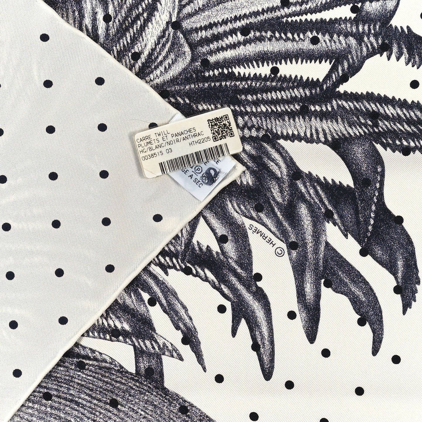 Silk Plumets Et Panaches Scarf 90 White Black Anthracite