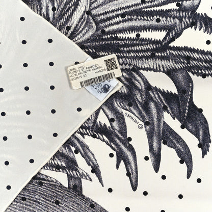 Hermes Silk Plumets Et Panaches Scarf 90 White Black Anthracite 3 of 3