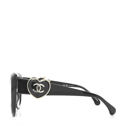 Chanel Acetate Enamel Heart Butterfly Sunglasses 5417-A Black 3 of 6